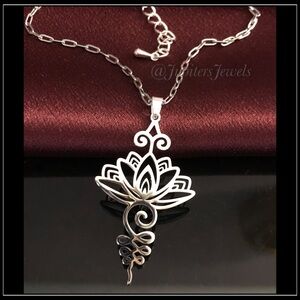 Laser cut yoga Ayurvedic flower meditation boho earthy hippie paperclip necklace